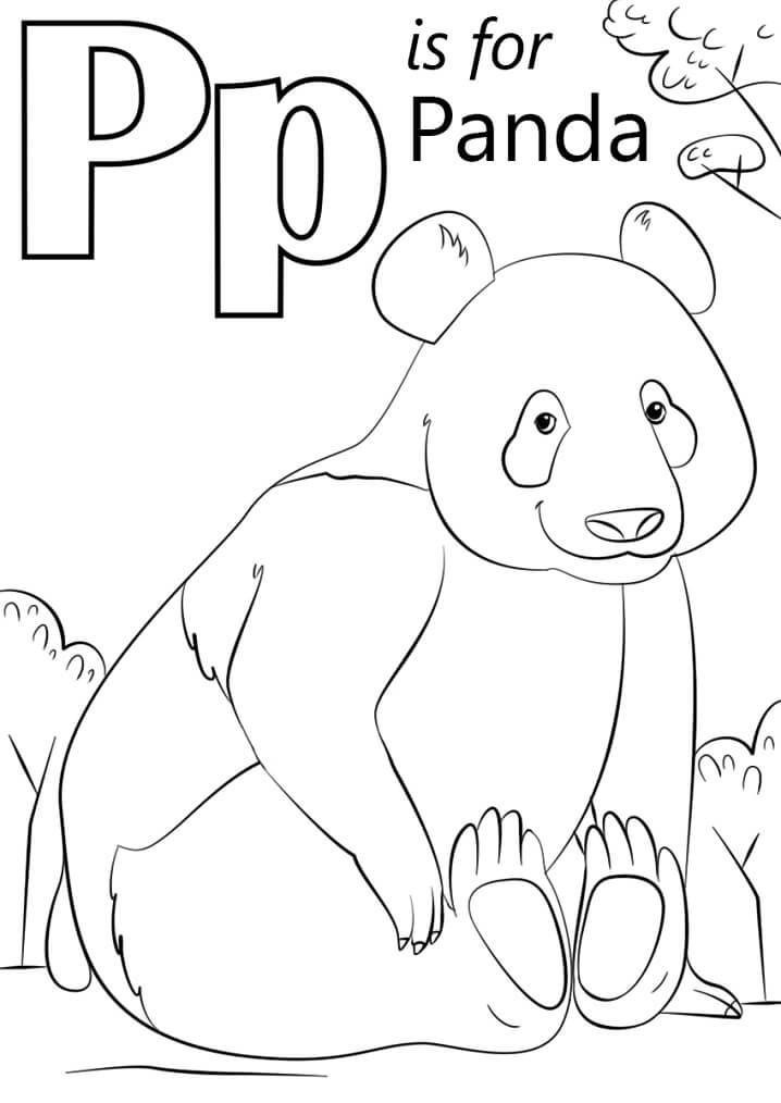 Panda Letter P Coloring Page - Free Printable Coloring Pages for Kids