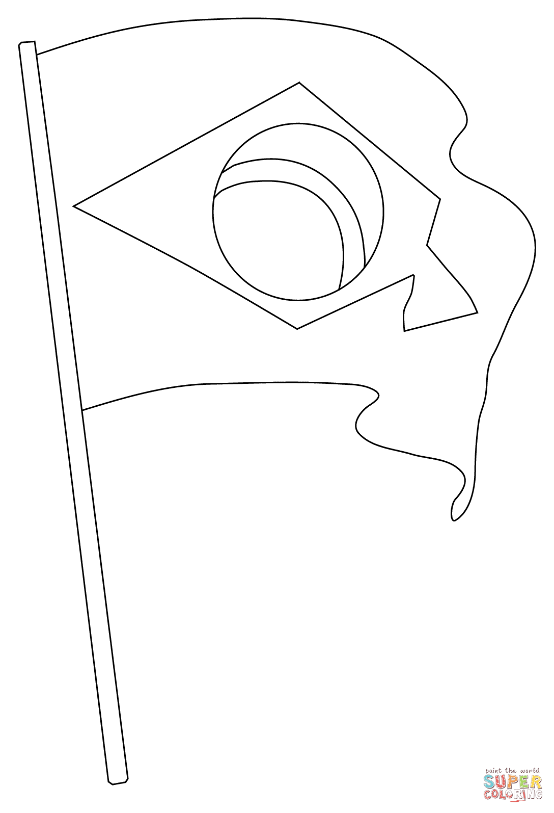 Brazil Flag Coloring Page