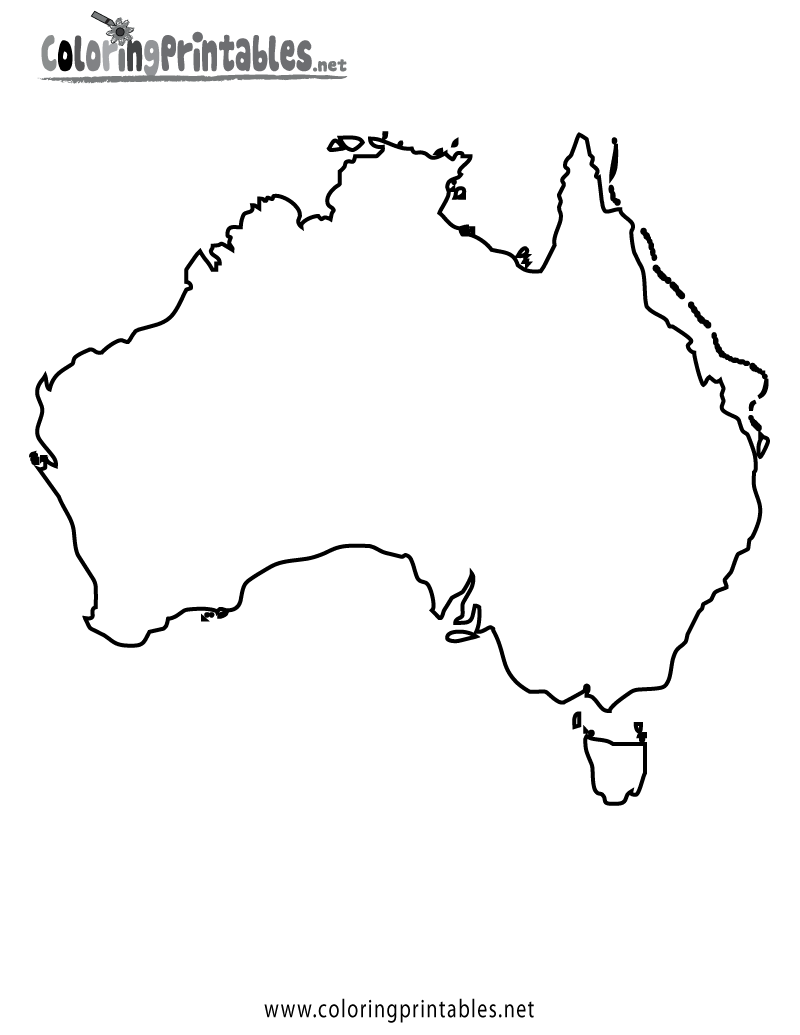 Australia Map Coloring Page - A Free Travel Coloring Printable