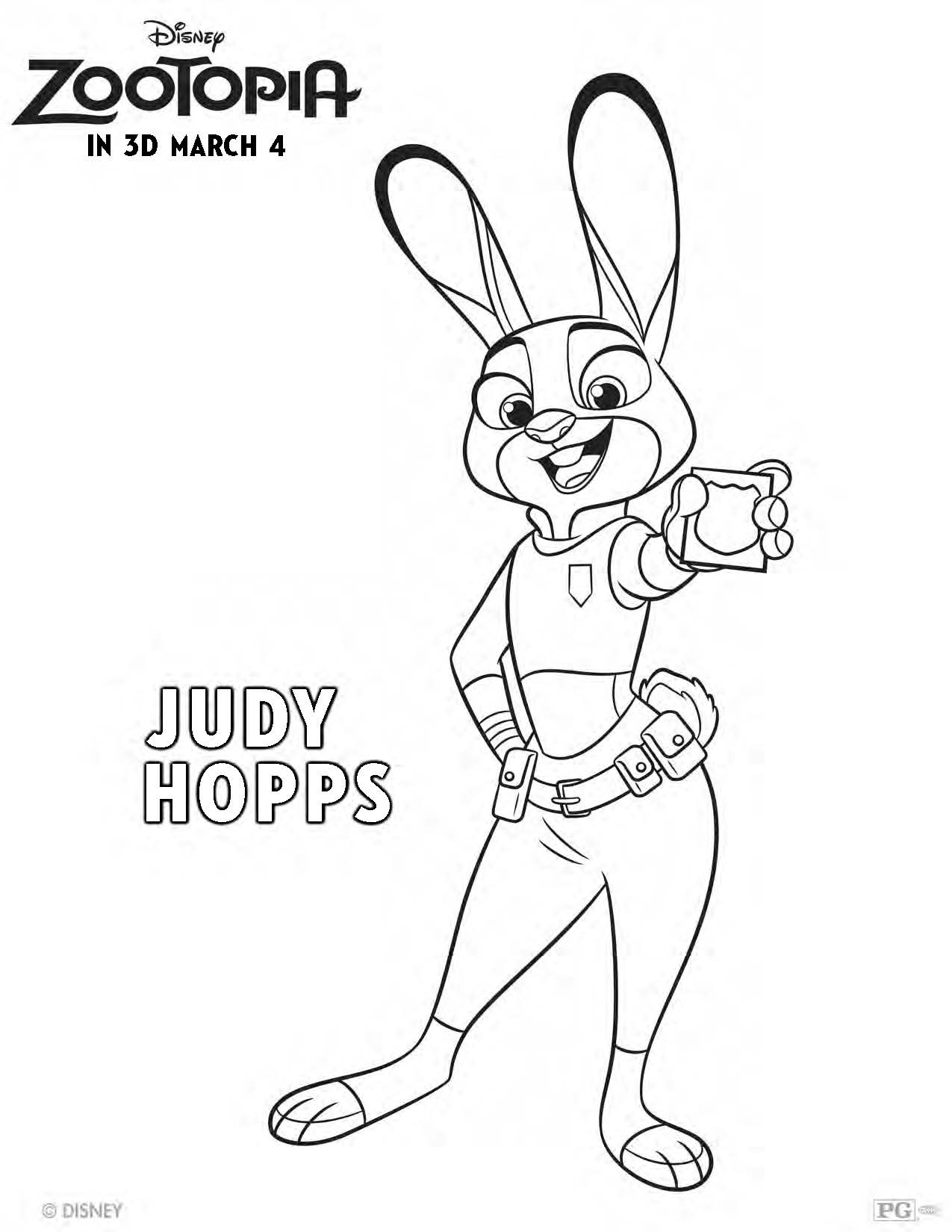 July Hopps - Free Zootopia Coloring Pages and Activity Sheets