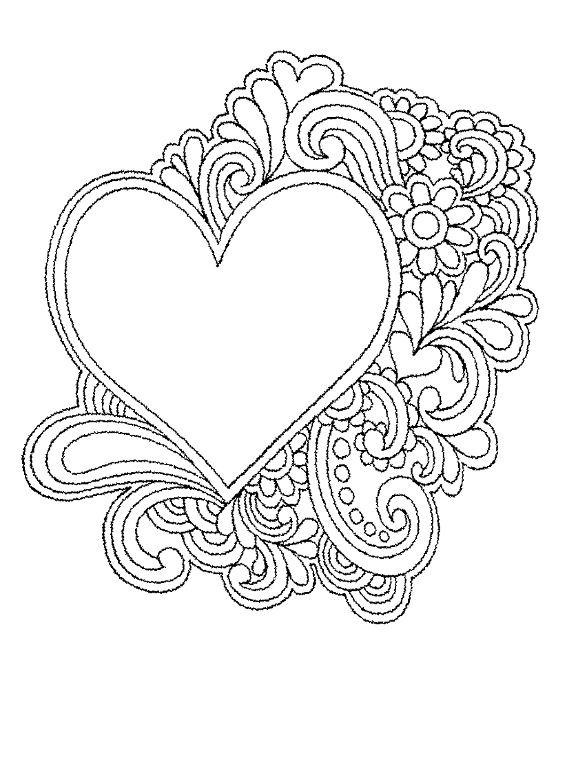 Coloring Book : Free Coloring Pages Of Hearts And Flowers ...