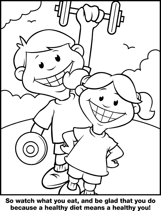 Healthy Kids Coloring Pages