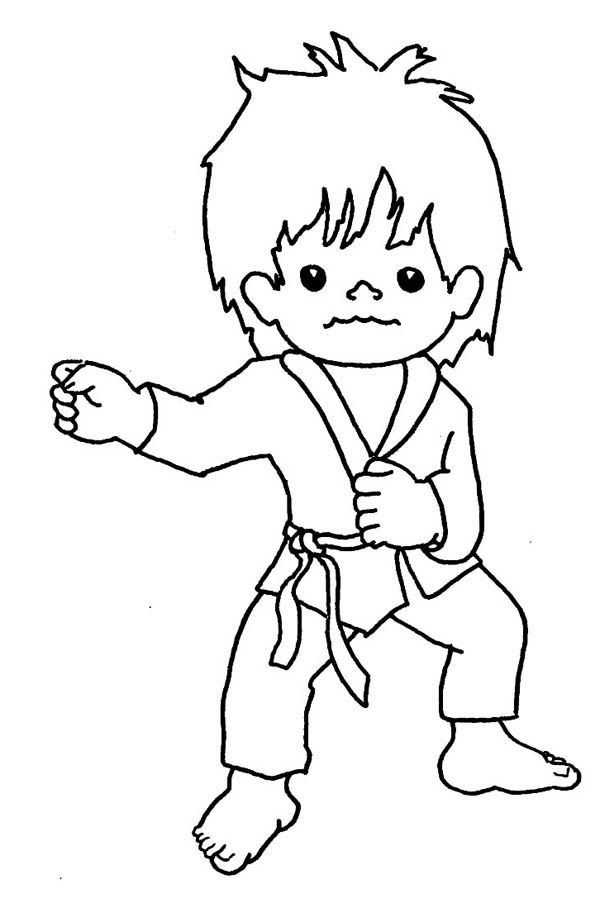 Karate Kid Punching Techniques Coloring Page | Kids Play Color