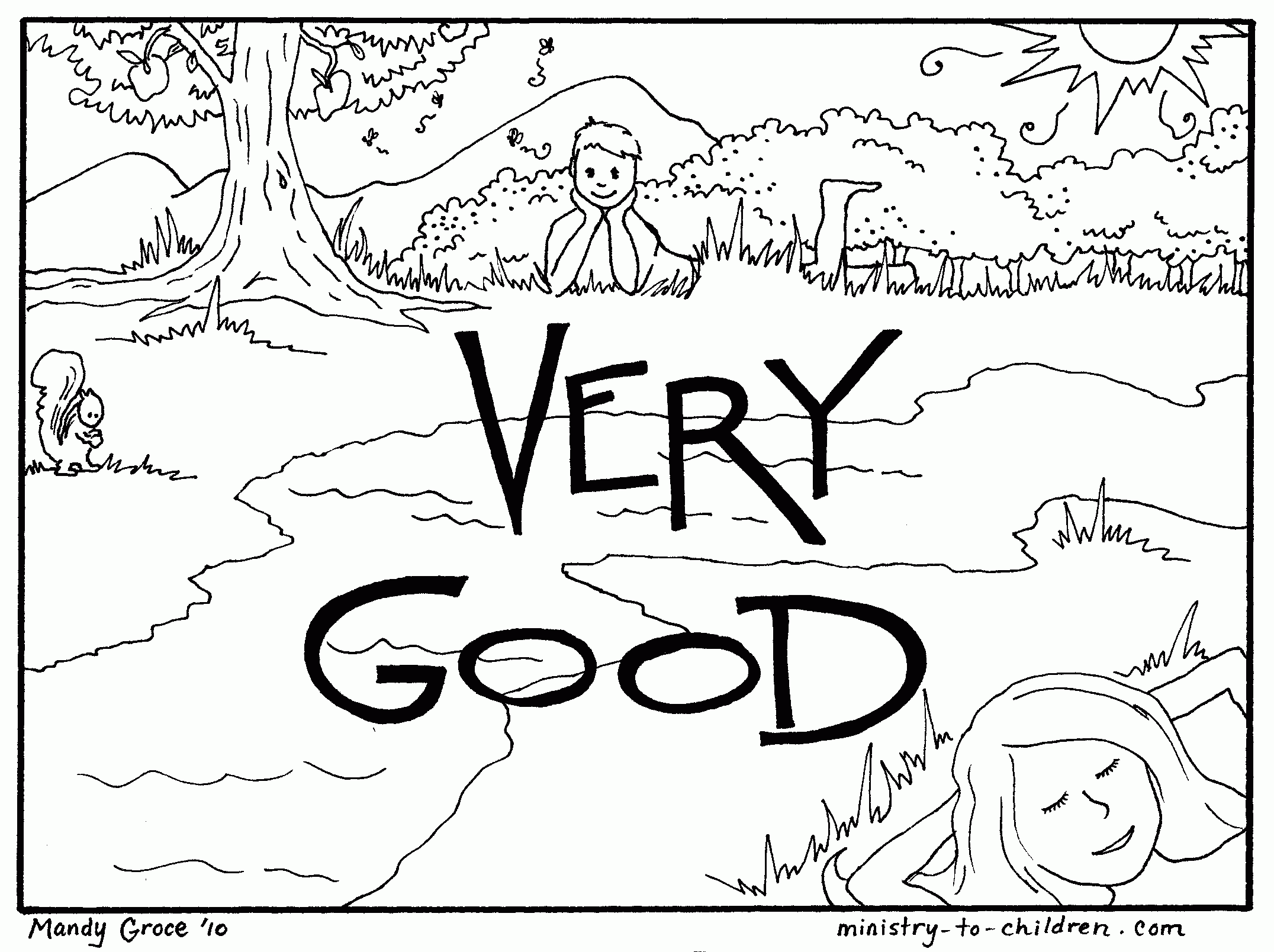 Creation Coloring Pages: Day 7 God Rested, It Was Very Good