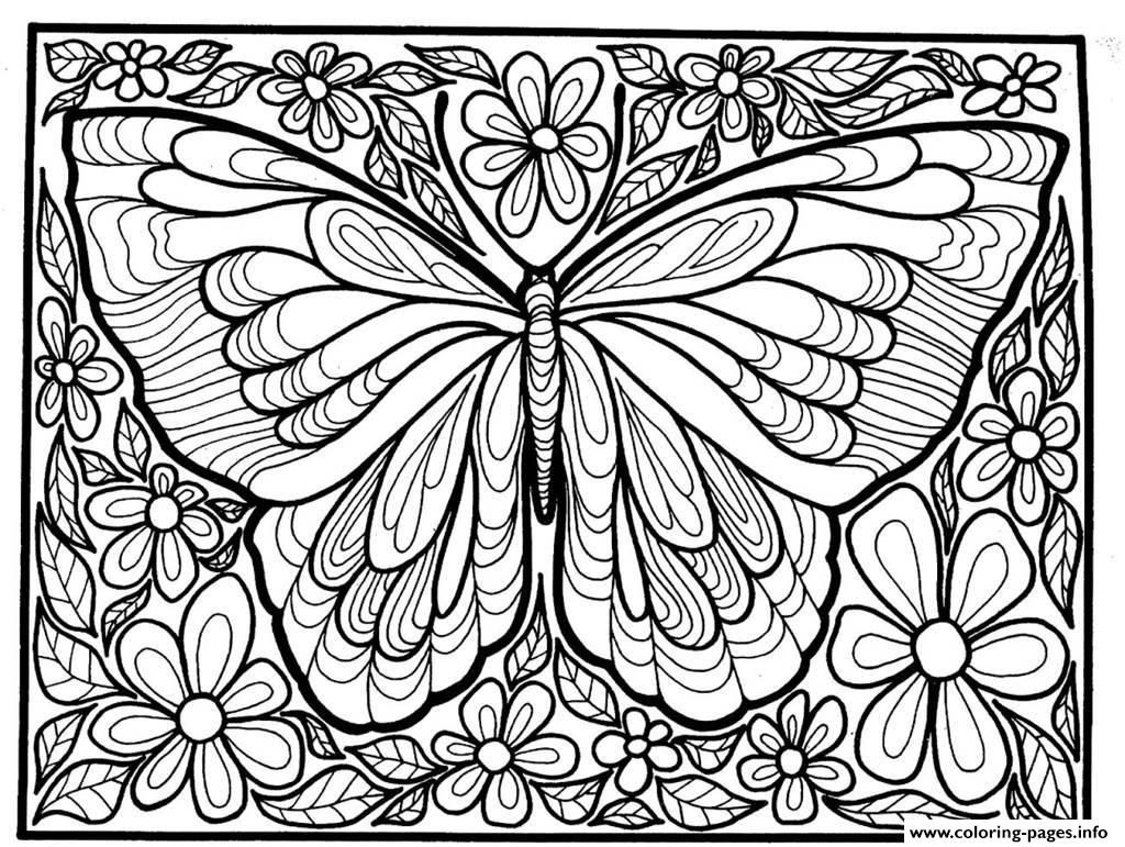 Print adult difficult big butterfly Coloring pages