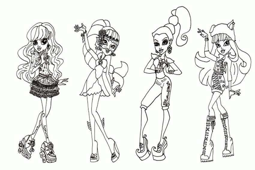 Monster High coloring pages from some school monsters