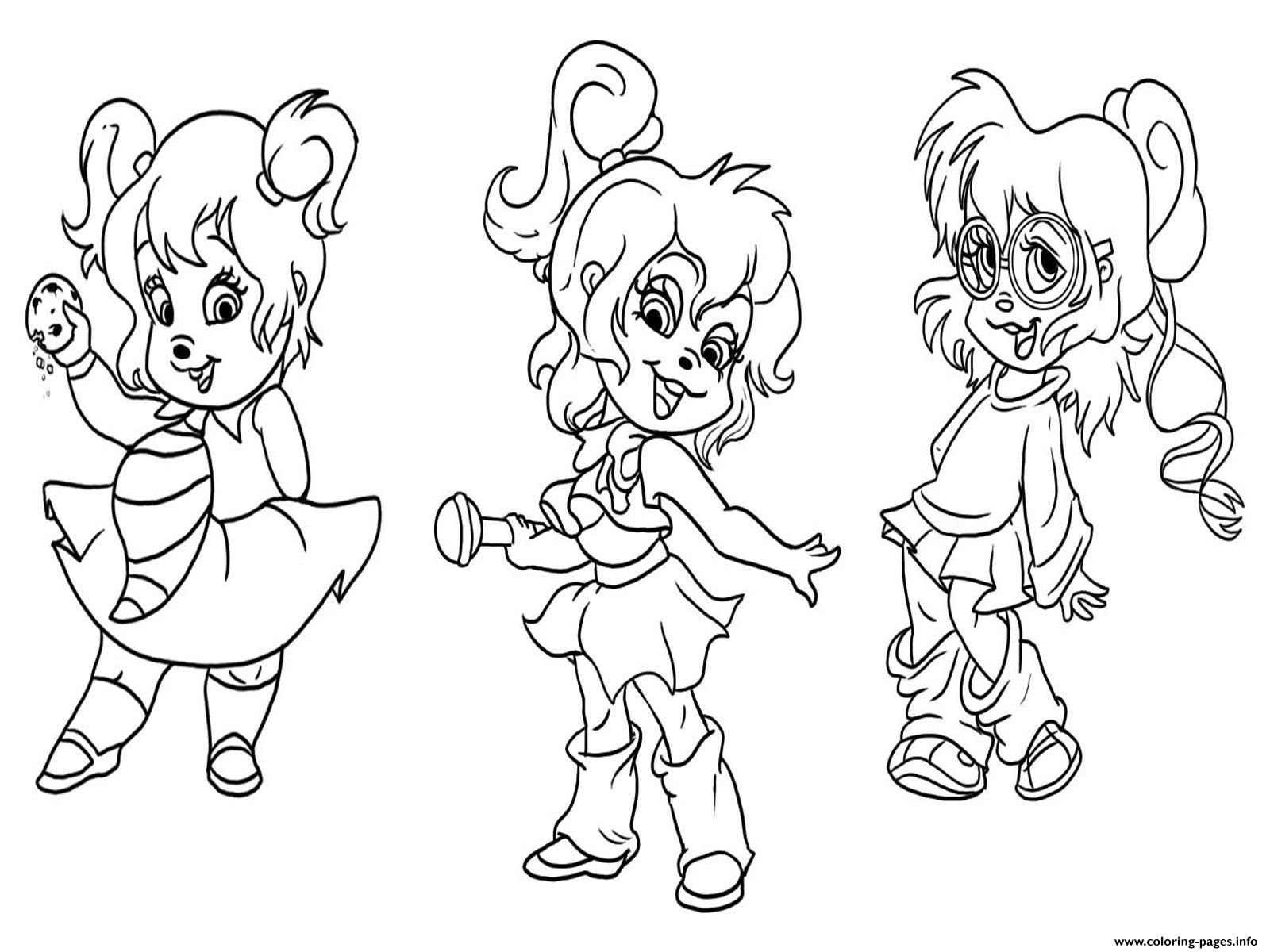 Print alvin and the chipmunks chipettes Coloring pages