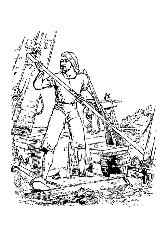 Coloring Page Robinson Caruso shipwreck - free printable coloring pages -  Img 10510