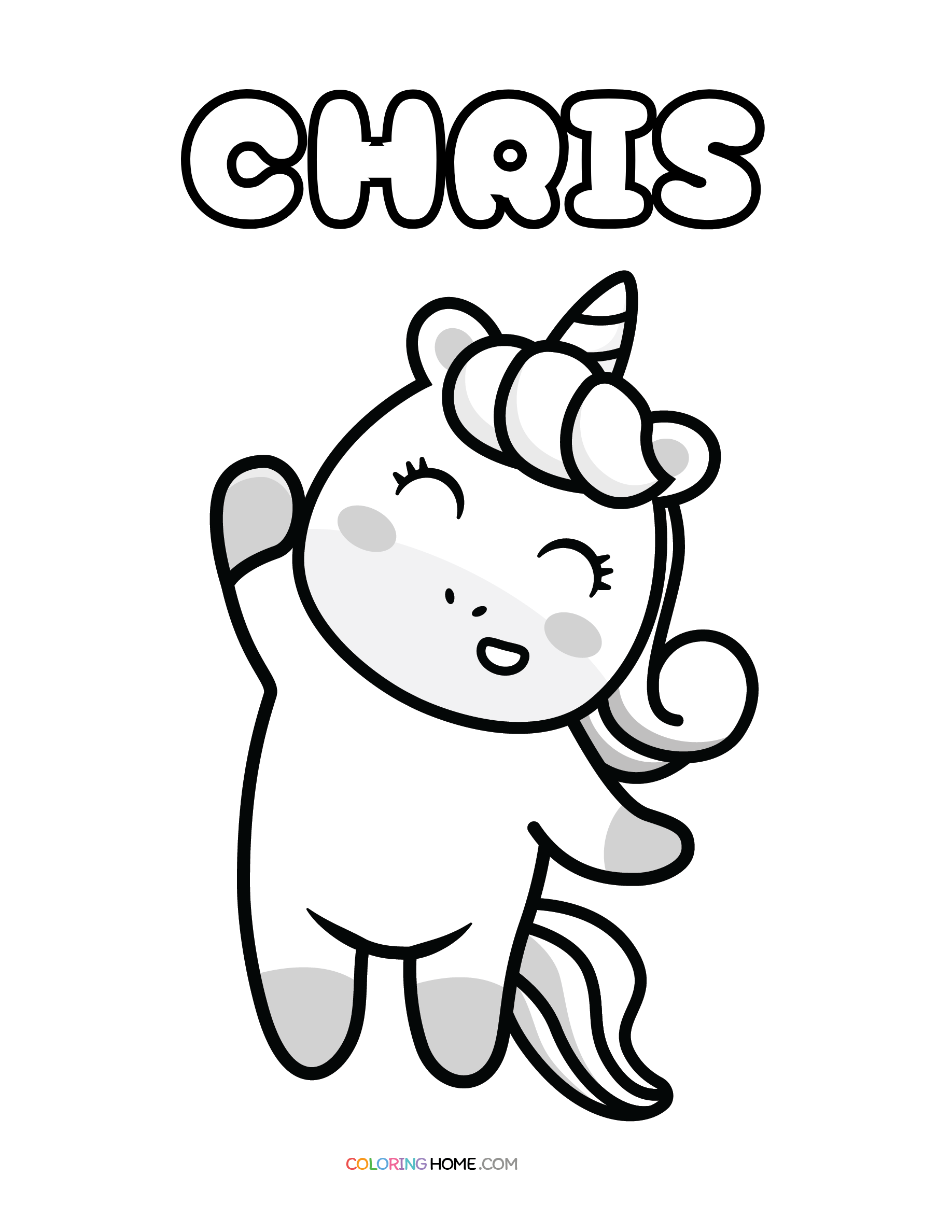 Chris unicorn coloring page