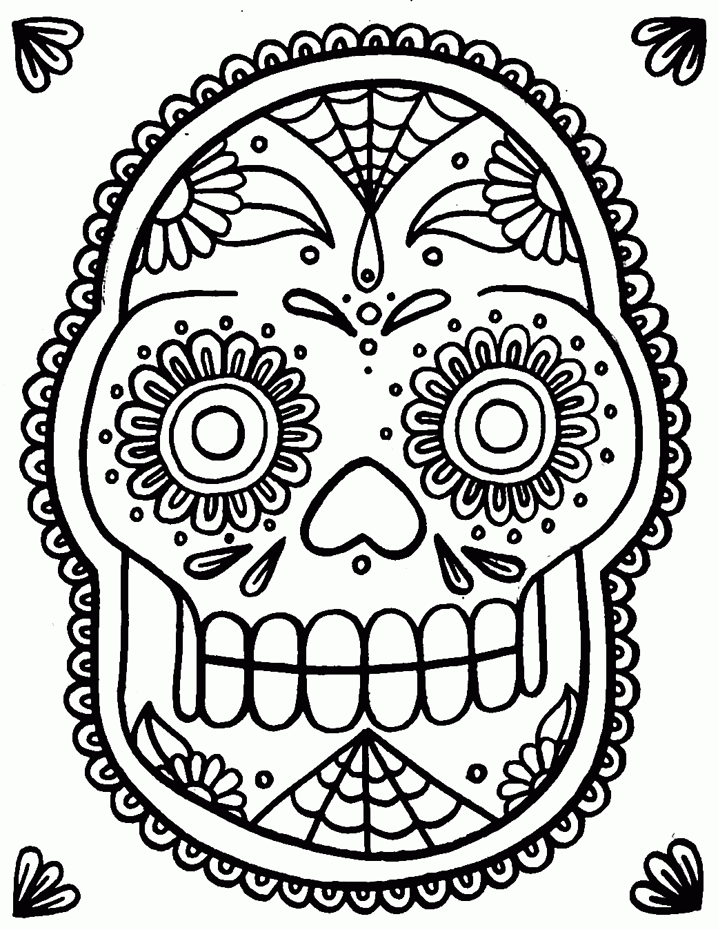 Download Simple Sugar Skull Coloring Pages - Coloring Home