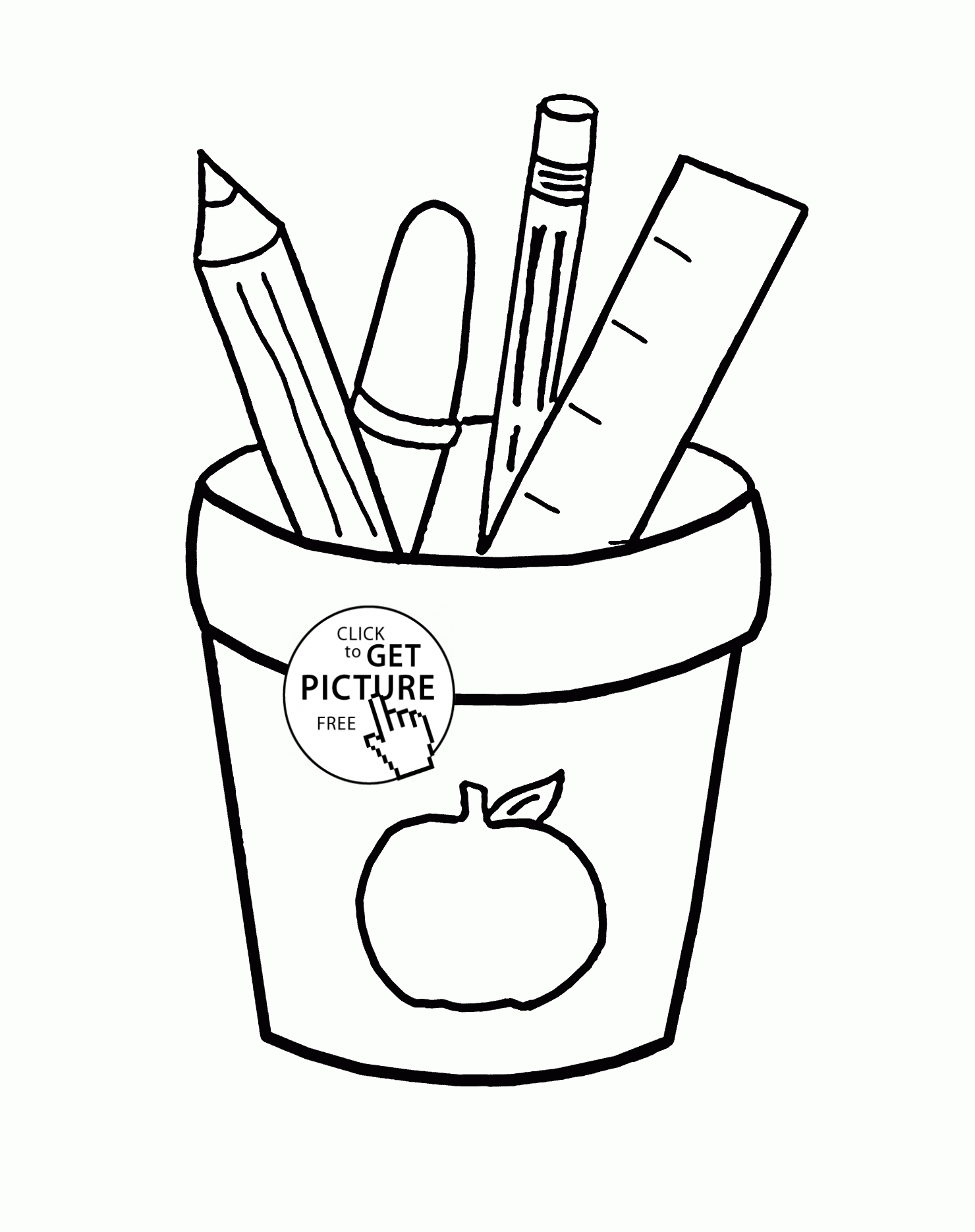 School Supplies coloring page for kids, school coloring pages printables  free - Wuppsy.c… | Preschool coloring pages, School coloring pages, Coloring  pages for kids
