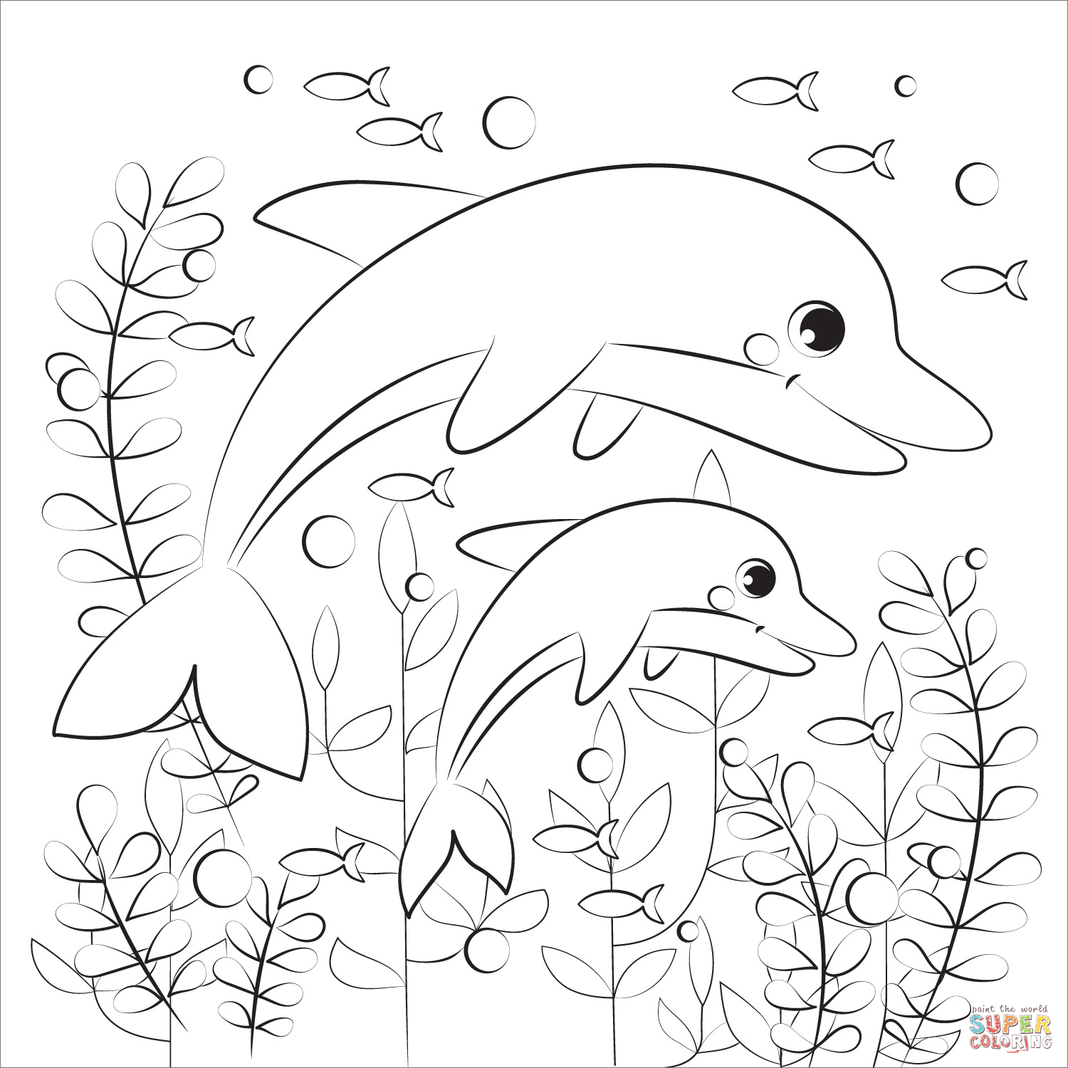 Dolphin coloring page | Free Printable Coloring Pages