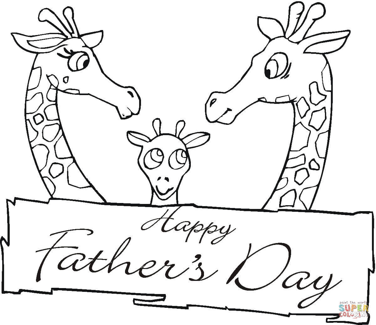 Giraffes Together On Father's Day coloring page | Free Printable Coloring  Pages