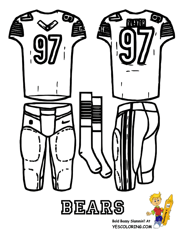 Chicago Bears Football Uniform Coloring Page At YesColoring.com. | Football coloring  pages, Coloring pages, Football uniform
