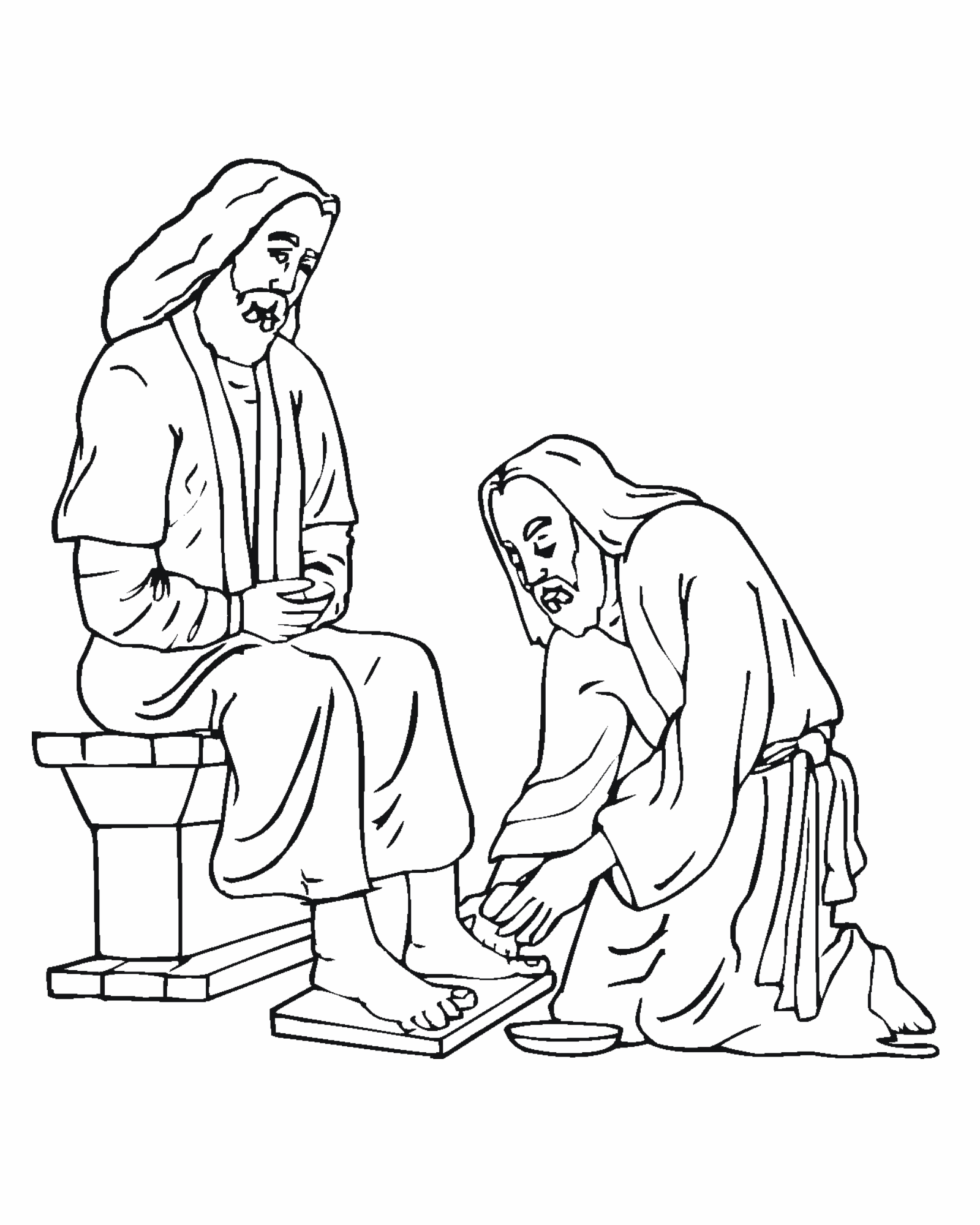 Jesus Washes Disciples Feet Coloring Page - Coloring Pages for ...
