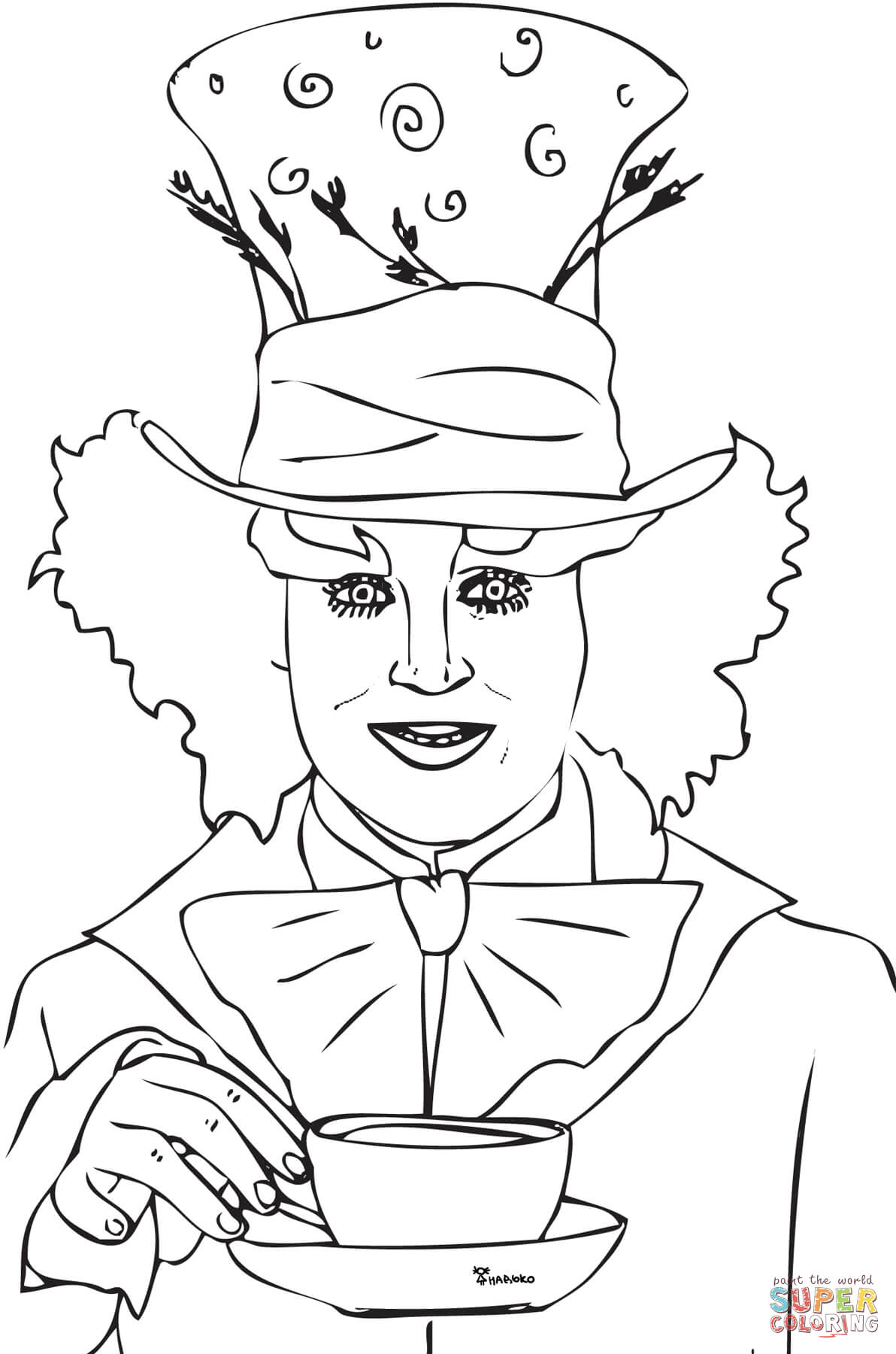 Mad Hatter Tea Party coloring page | Free Printable Coloring Pages