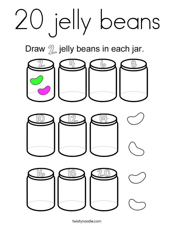 20 jelly beans Coloring Page - Twisty Noodle