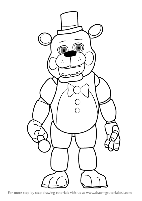 How to Draw Toy Freddy Fazbear from Five Nights at Freddy's -  DrawingTutorials101.com in 2020 | Freddy fazbear, Coloring pages, Freddy