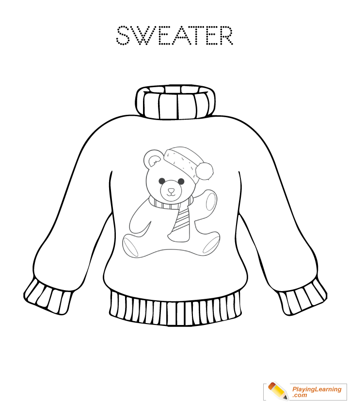 Warm Clothes Sweater Coloring 02 | Free Warm Clothes Sweater Coloring