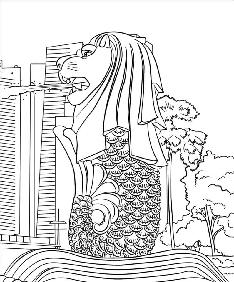 Singapore Merlion Coloring Page - Free Printable Coloring Pages for Kids