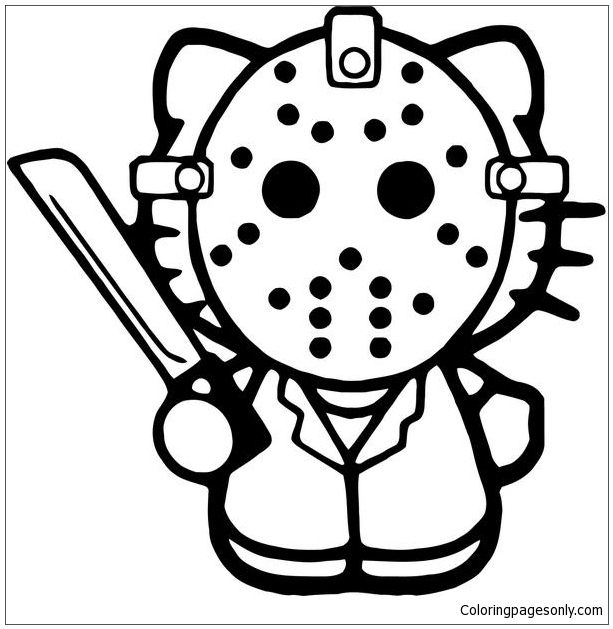 Hello Kitty Jason Friday 13th Coloring Pages - Cartoons Coloring Pages -  Coloring Pages For Kids And Adults - Coloring Home