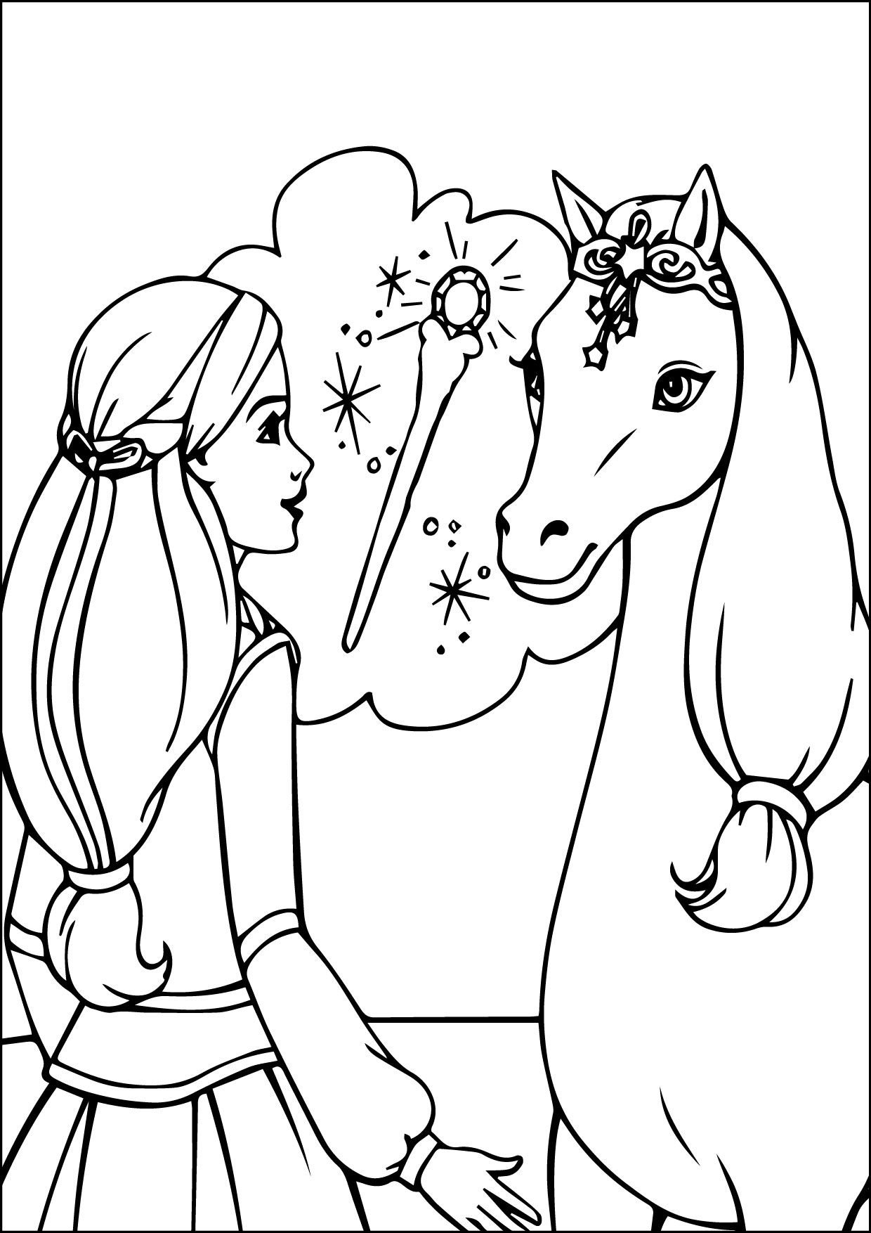 barbie unicorn coloring pages