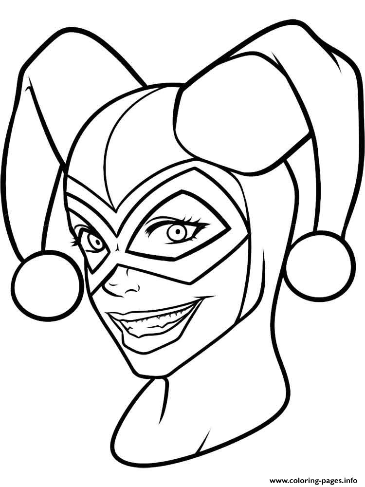 Harley Quinn Face Mask Coloring Pages Printable