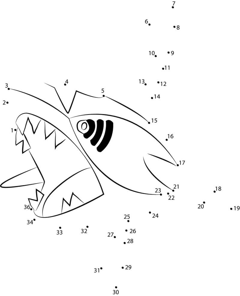 Sharpedo Pokemon Dot to Dot Coloring Page - Free Printable Coloring Pages  for Kids