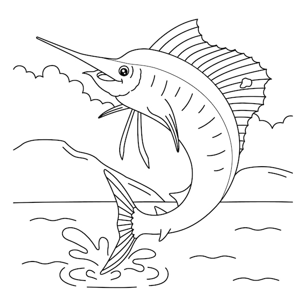 Premium Vector | Sailfish coloring page for kids