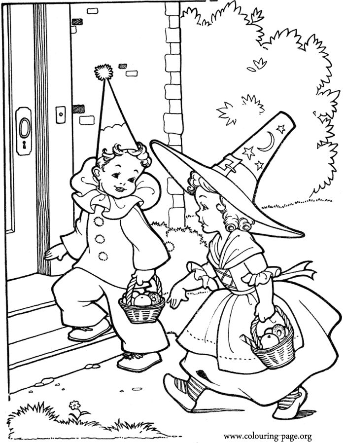 Halloween - Kids going to Halloween party coloring page | Halloween coloring  book, Vintage coloring books, Coloring books