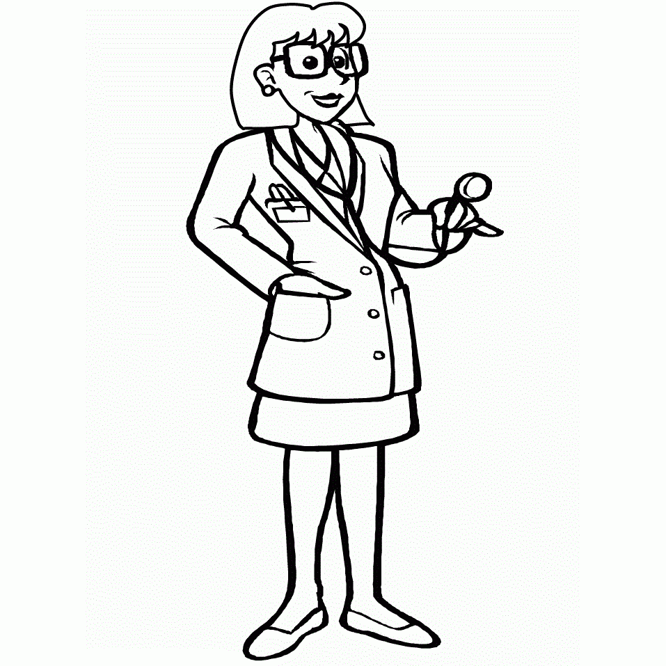 Female Doctor Coloring Pages For Kids #bVQ : Printable Doctors ...