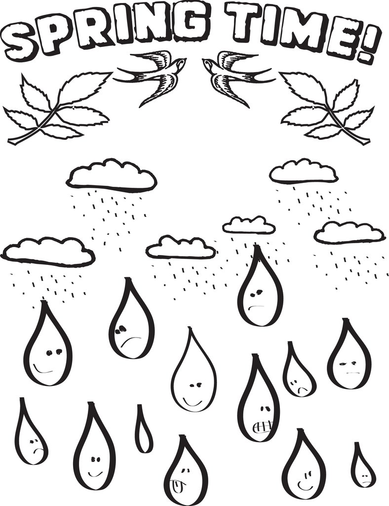 Printable Raindrops Spring Coloring Page for Kids – SupplyMe