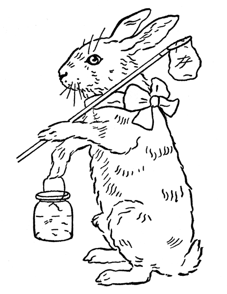 Printable Coloring Page - Easter Bunny - The Graphics Fairy