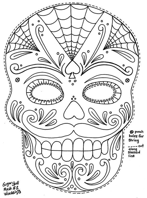 Day Of The Dead Skull - Coloring Pages for Kids and for Adults