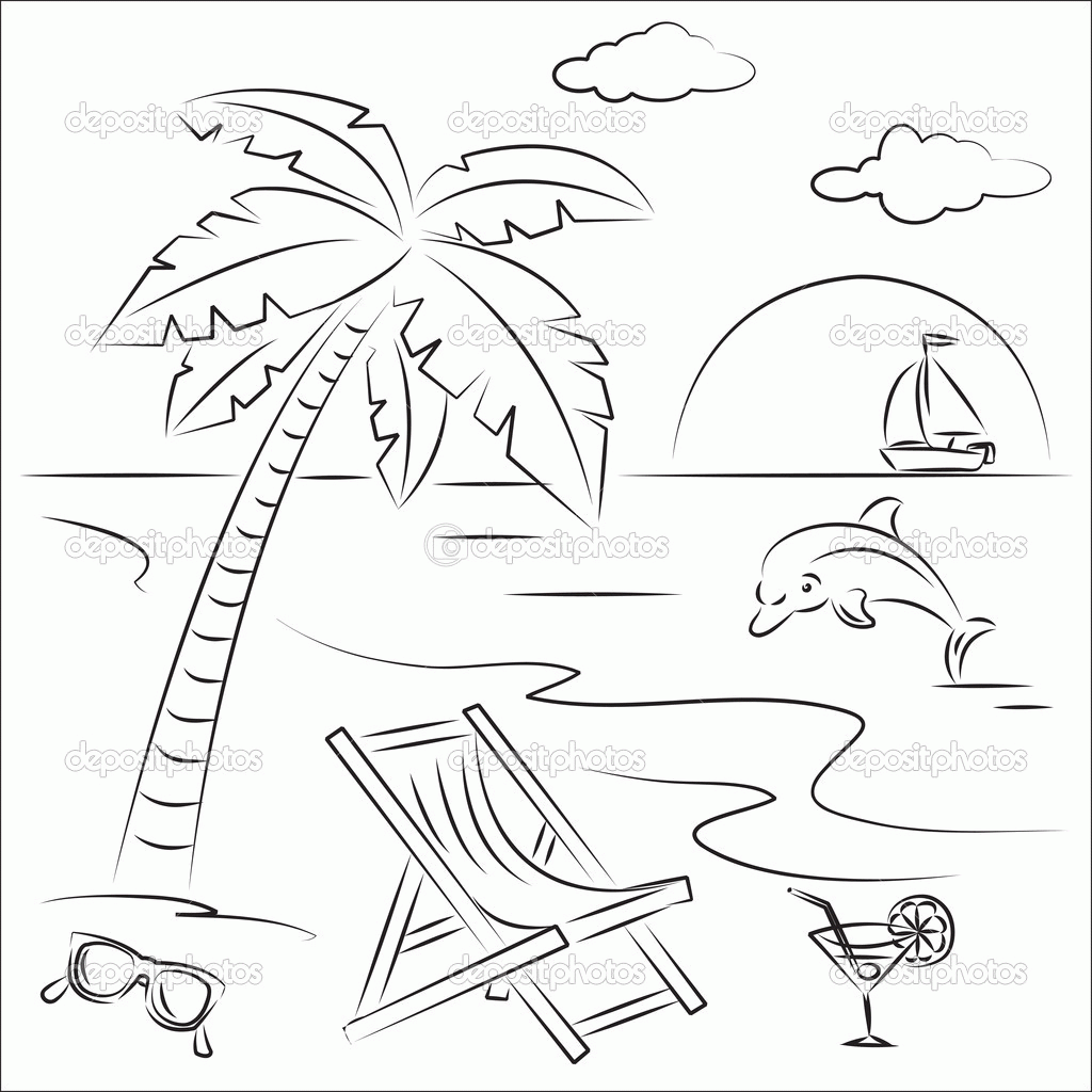 Coloring Pages: Free Coloring Pages Of Beaches Beach Umbrella ...