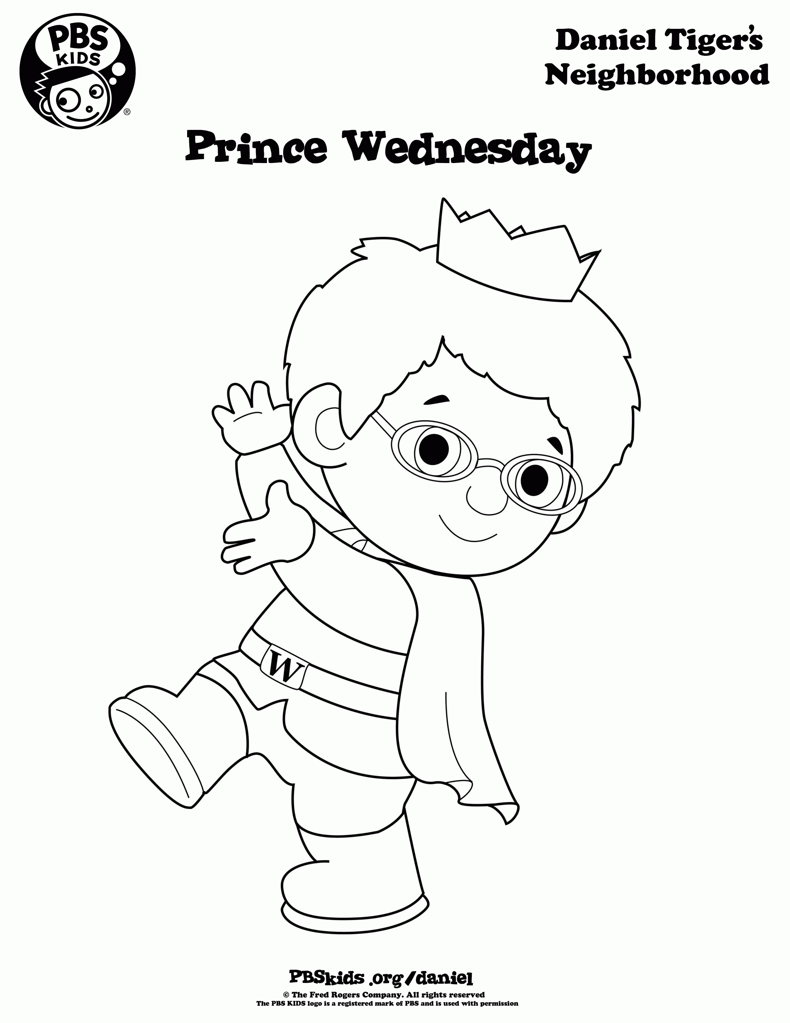 Prince Wednesday - Daniel Tiger's Neighborhood Coloring Page