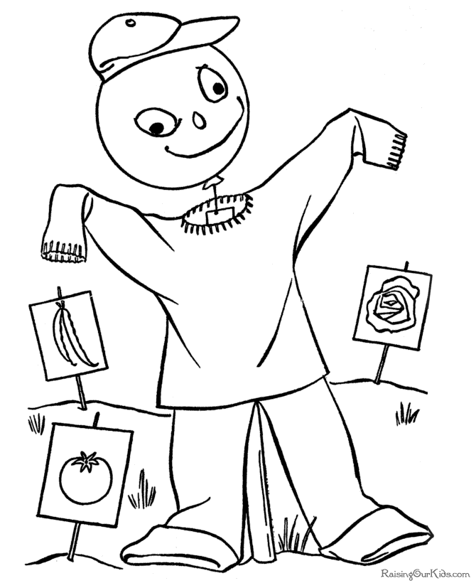 Printable Halloween scarecrow coloring pages - 002