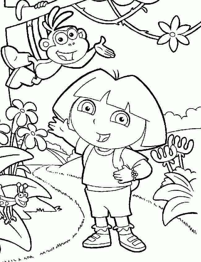 Printable Free Cartoon Dora The Explorer And Boots Coloring Pages - # -  Coloring Home
