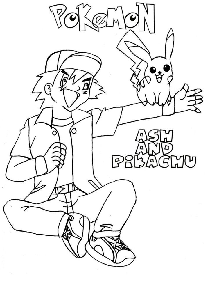 Funny Ash Pikachu Pokemon Coloring Pages - deColoring