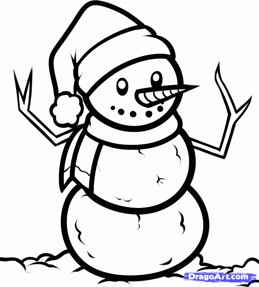 How to Draw a Christmas Snowman, Step by Step, Christmas Stuff 