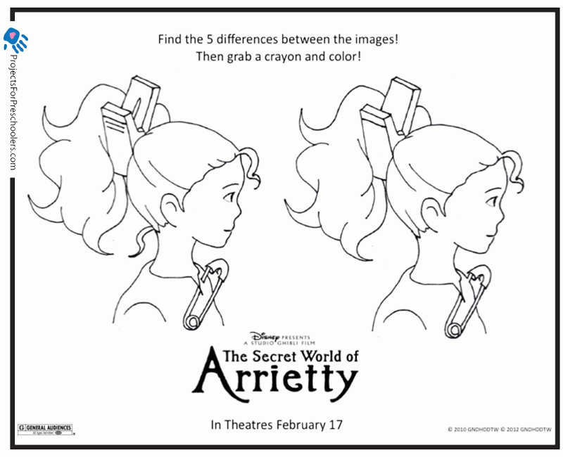Free Printable Arrietty activity page coloring page - from 