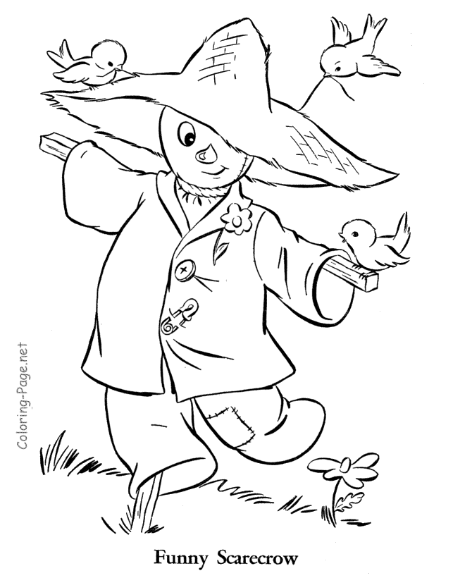 Autumn Coloring Book Pages - Autumn scarecrow