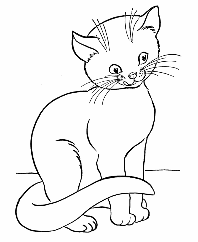 Cat Coloring Pages - letscoloringpages.com , Cute cat with smile 
