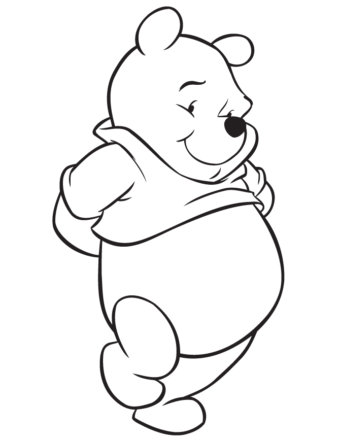 Cute Winnie The Pooh Smiling Coloring Page | HM Coloring Pages