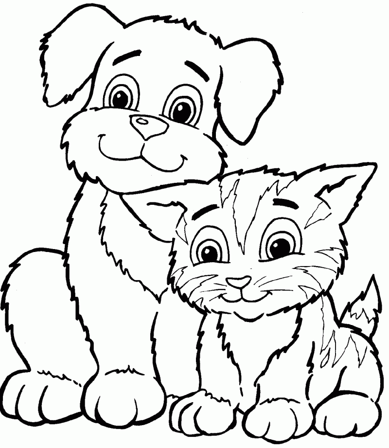 Cat Dog Coloring Pages - Kids Colouring Pages