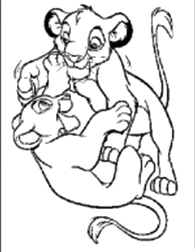 Little Lion Playing Coloring For kids - Lion Coloring Pages 