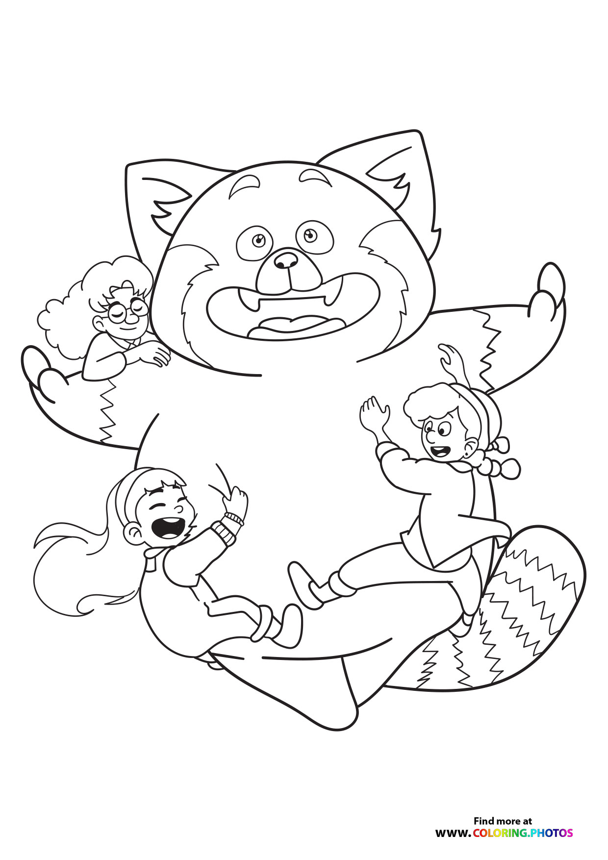 Turning Red coloring page - Mei Lee with friends