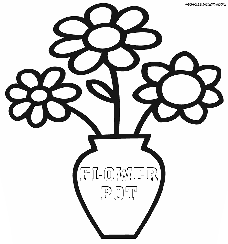 Flower pot coloring pages | Coloring pages to download and print