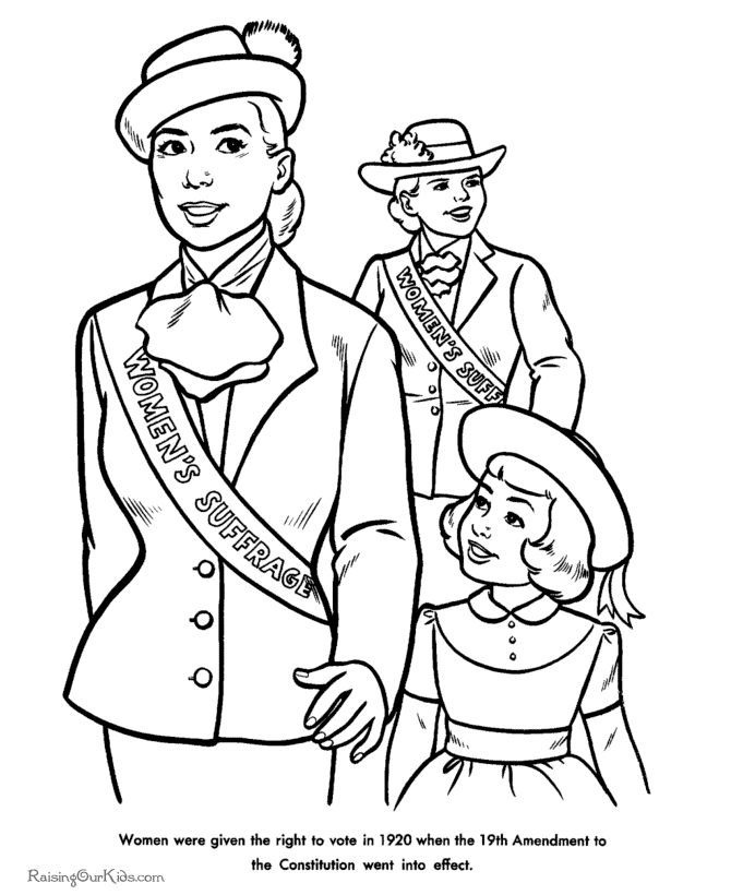 Women's Right to Vote - American history for kid coloring pages ...