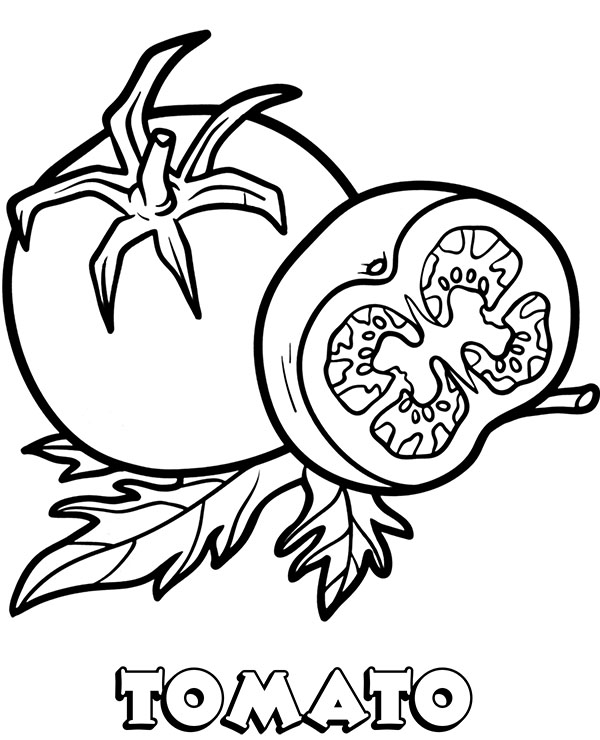 Tomato coloring worksheet to print or download for kids